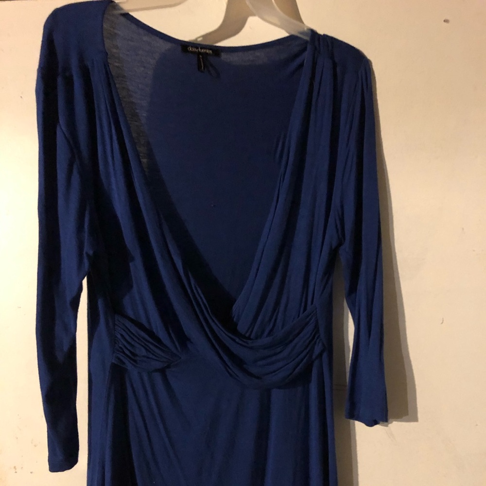 Long sleeve, cobalt blue, top, cross cross front